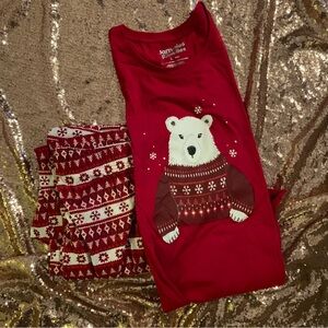 Men’s Size Large Red Polar Bear Pajamas
